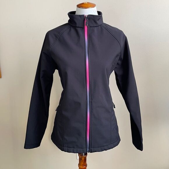 Ideology Black Fleece Lined Nylon Waterproof Jacket w/ Colorful Zipper (Size: M) - Picture 4 of 13